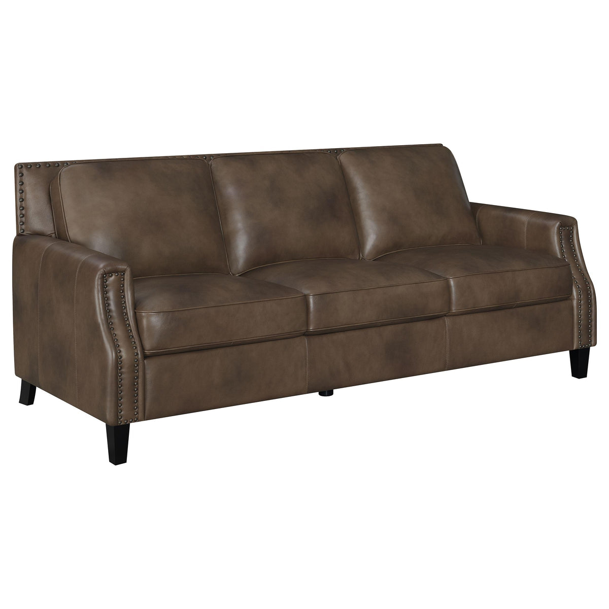 Leaton Upholstered Recessed Arms Sofa Brown Sugar  Las Vegas Furniture Stores