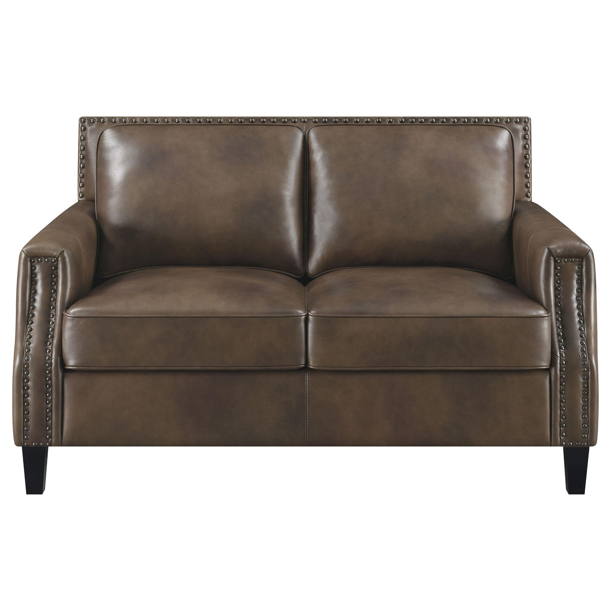 Leaton Upholstered Recessed Arms Loveseat Brown Sugar  Half Price Furniture