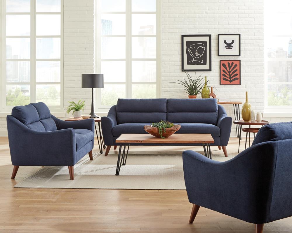 Gano 2-piece Sloped Arm Living Room Set Navy Blue  Half Price Furniture