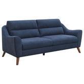 Gano Sloped Arm Upholstered Sofa Navy Blue Half Price Furniture