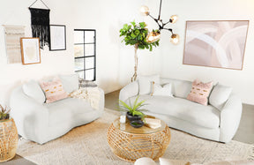 Isabella Upholstered Tight Back Living Room Set White  Half Price Furniture
