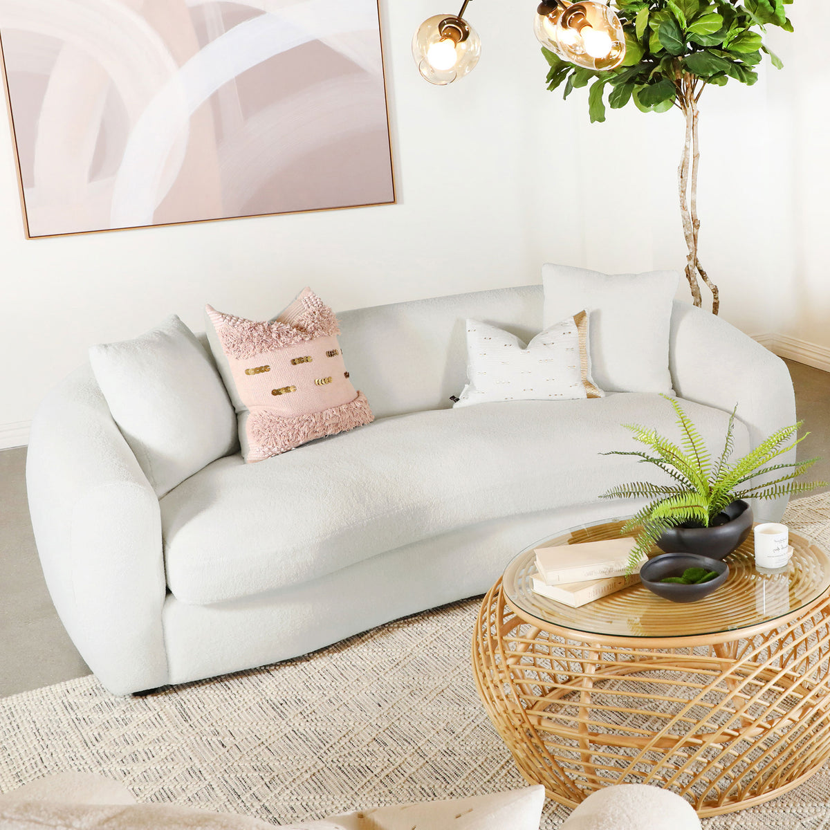 Isabella Upholstered Tight Back Sofa White  Half Price Furniture