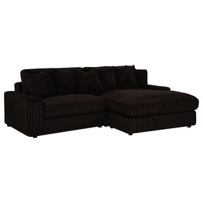 Blaine 2-Piece Corduroy Reversible Chaise Sectional Sofa Chocolate Brown