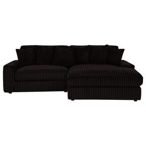 Blaine 2-Piece Corduroy Reversible Chaise Sectional Sofa Chocolate Brown
