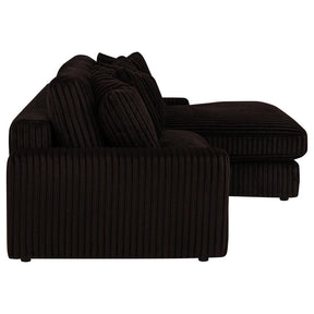 Blaine 2-Piece Corduroy Reversible Chaise Sectional Sofa Chocolate Brown