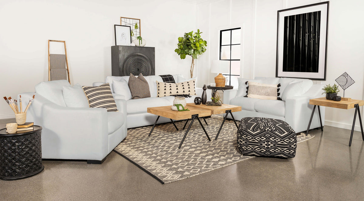Ashlyn Upholstered Sloped Arms Living Room Set White - Living Room Set - Half Price Furniture