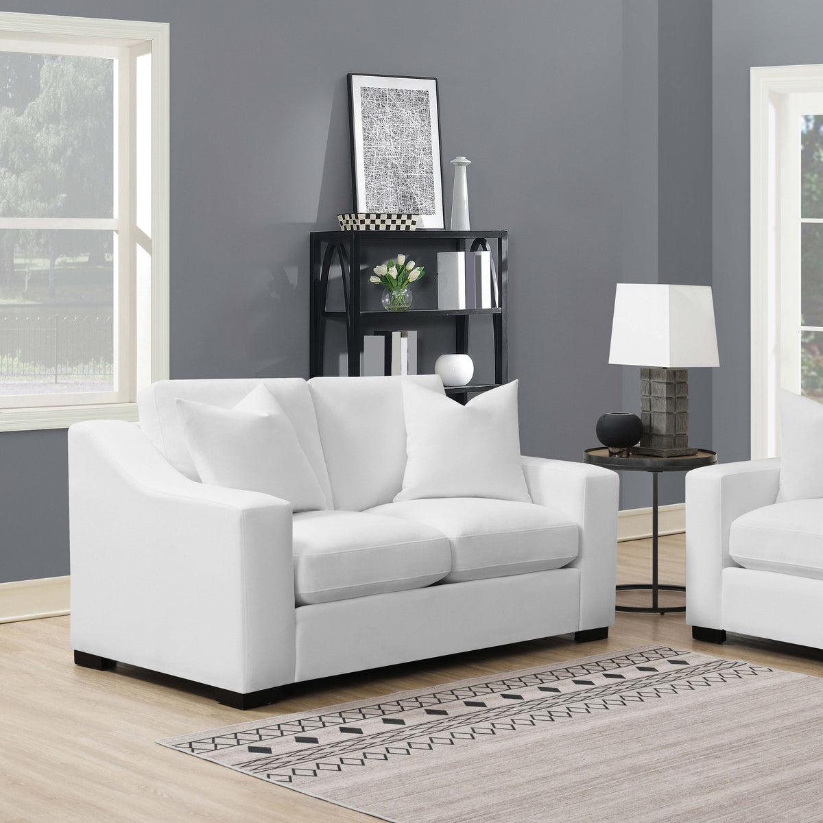 Ashlyn Upholstered Sloped Arms Loveseat White  Half Price Furniture