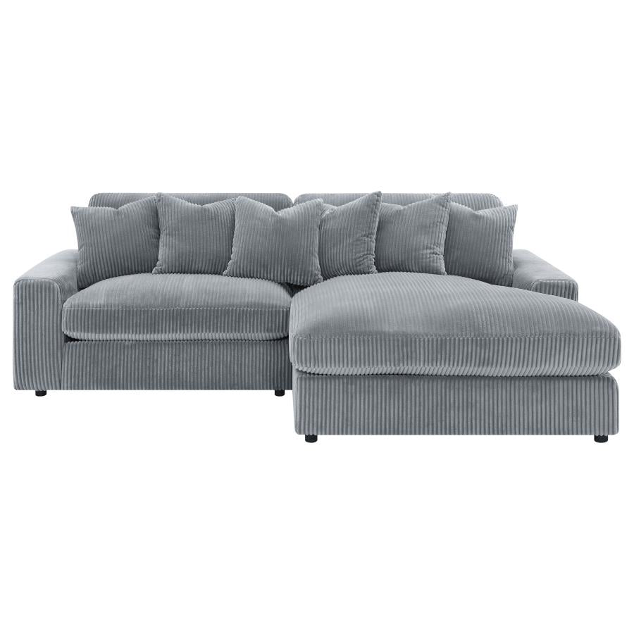 Blaine 2-Piece Corduroy Reversible Chaise Sectional Sofa Fog