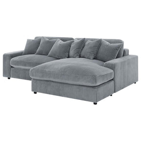 Blaine 2-Piece Corduroy Reversible Chaise Sectional Sofa Fog