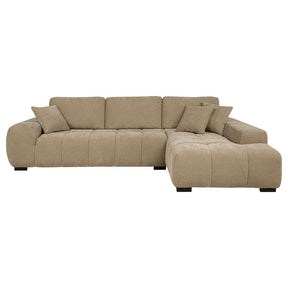 Octavia Tufted 2-Piece Sectional Chaise Sofa Camel