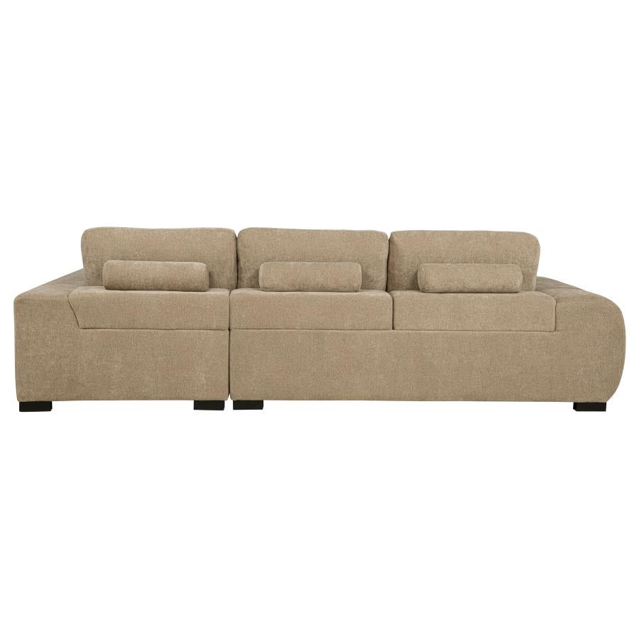 Octavia Tufted 2-Piece Sectional Chaise Sofa Camel