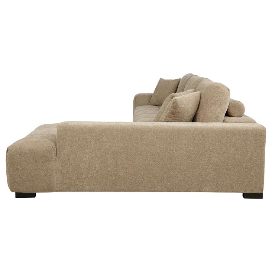 Octavia Tufted 2-Piece Sectional Chaise Sofa Camel