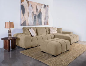 Octavia Tufted 2-Piece Sectional Chaise Sofa Camel