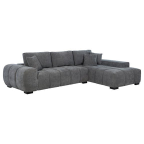 Octavia Tufted 2-Piece Sectional Chaise Sofa Charcoal Grey