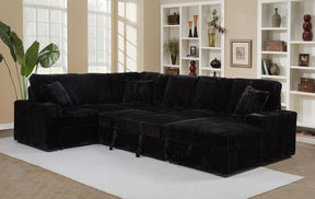 Devonshire Sleeper Sectional Sofa with Storage Chaise Black