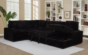 Devonshire Sleeper Sectional Sofa with Storage Chaise Black