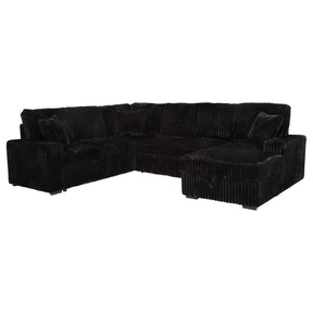 Devonshire Sleeper Sectional Sofa with Storage Chaise Black