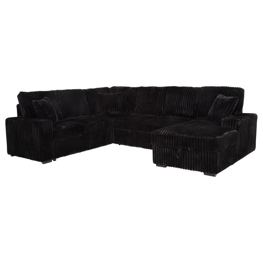 Devonshire Sleeper Sectional Sofa with Storage Chaise Black