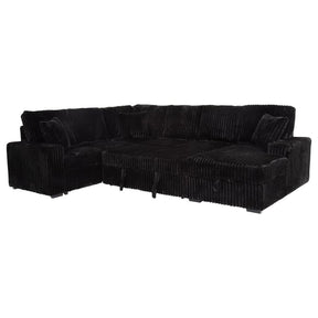 Devonshire Sleeper Sectional Sofa with Storage Chaise Black