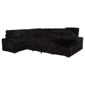 Devonshire Sleeper Sectional Sofa with Storage Chaise Black