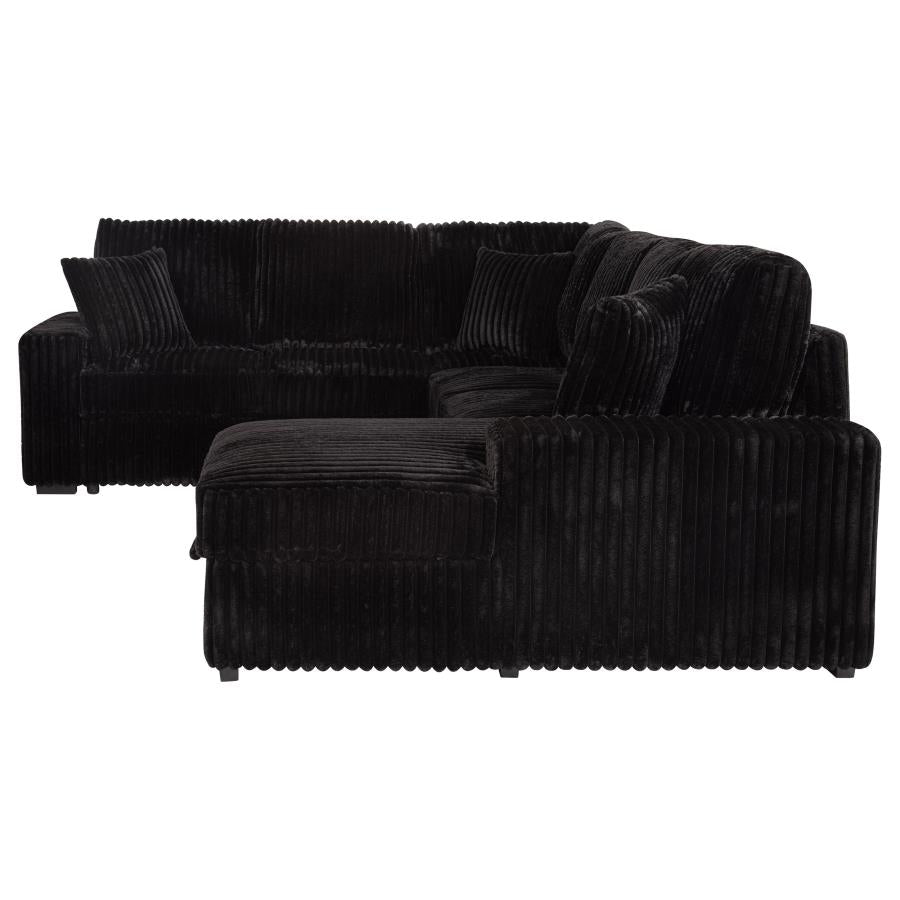 Devonshire Sleeper Sectional Sofa with Storage Chaise Black