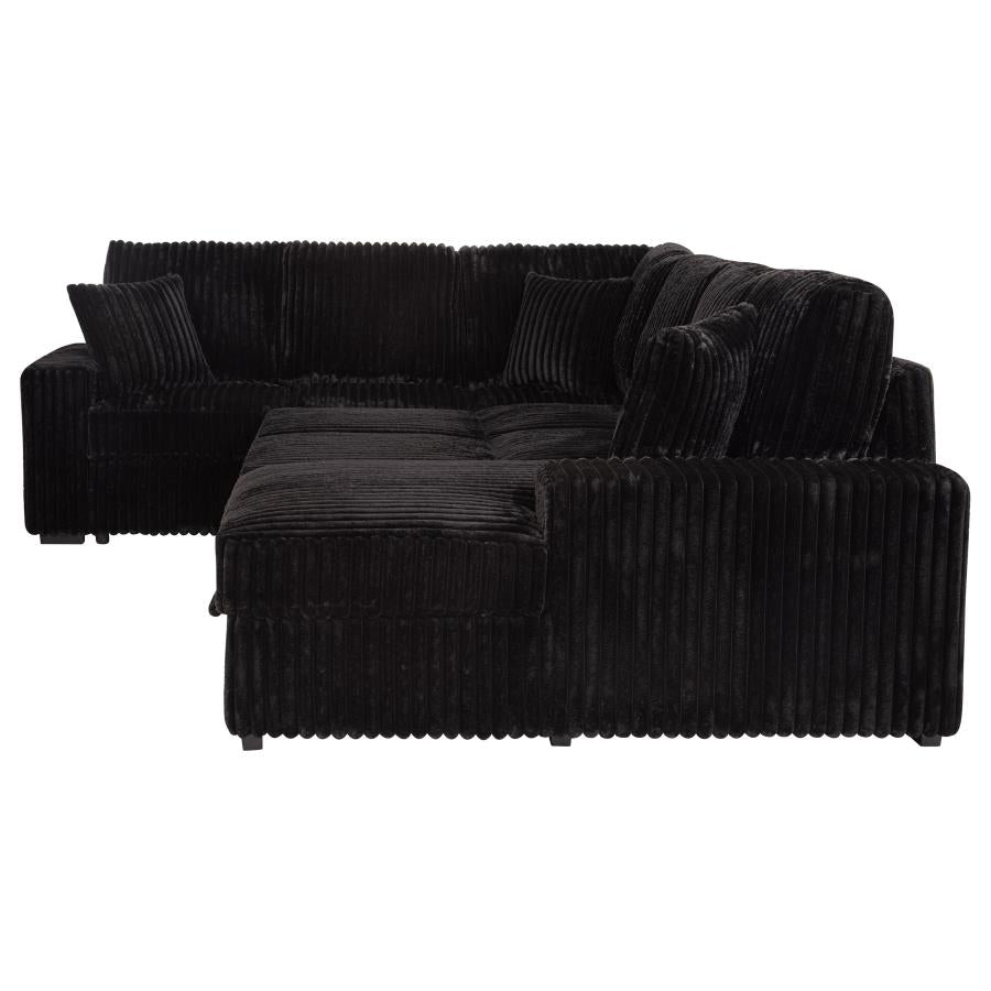 Devonshire Sleeper Sectional Sofa with Storage Chaise Black