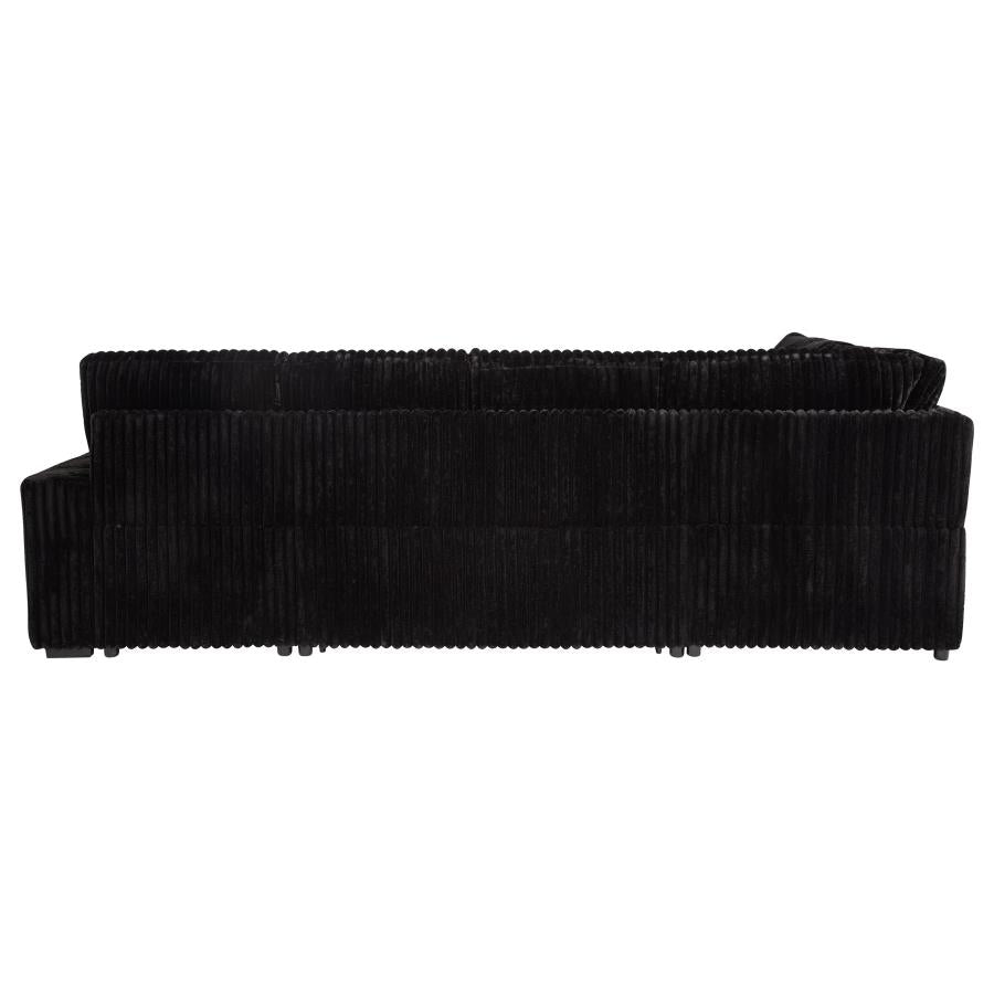 Devonshire Sleeper Sectional Sofa with Storage Chaise Black