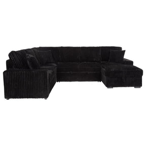 Devonshire Sleeper Sectional Sofa with Storage Chaise Black