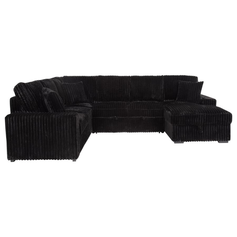 Devonshire Sleeper Sectional Sofa with Storage Chaise Black