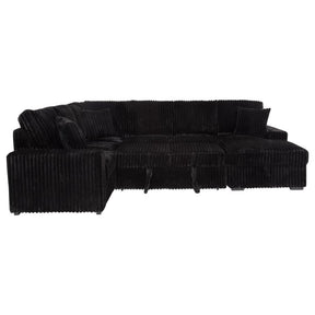 Devonshire Sleeper Sectional Sofa with Storage Chaise Black