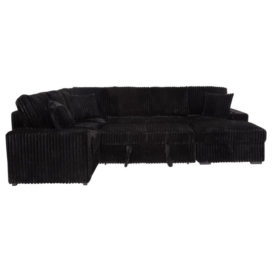 Devonshire Sleeper Sectional Sofa with Storage Chaise Black