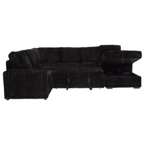 Devonshire Sleeper Sectional Sofa with Storage Chaise Black