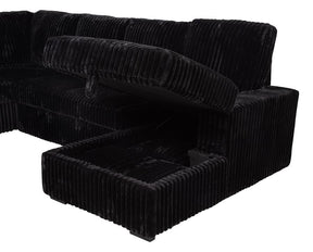 Devonshire Sleeper Sectional Sofa with Storage Chaise Black