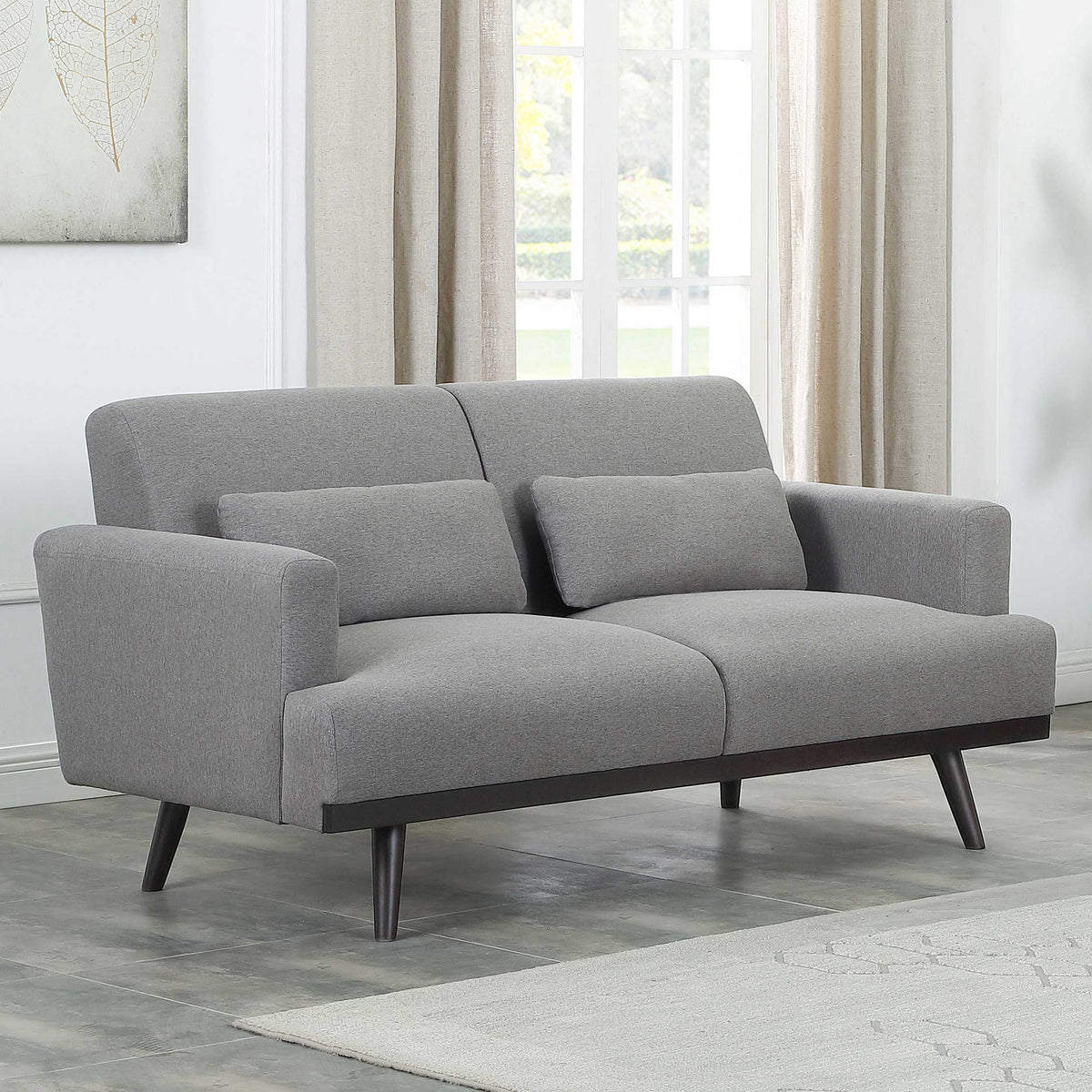 Blake Upholstered Loveseat with Track Arms Sharkskin and Dark Brown Half Price Furniture