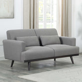 Blake Upholstered Loveseat with Track Arms Sharkskin and Dark Brown Half Price Furniture
