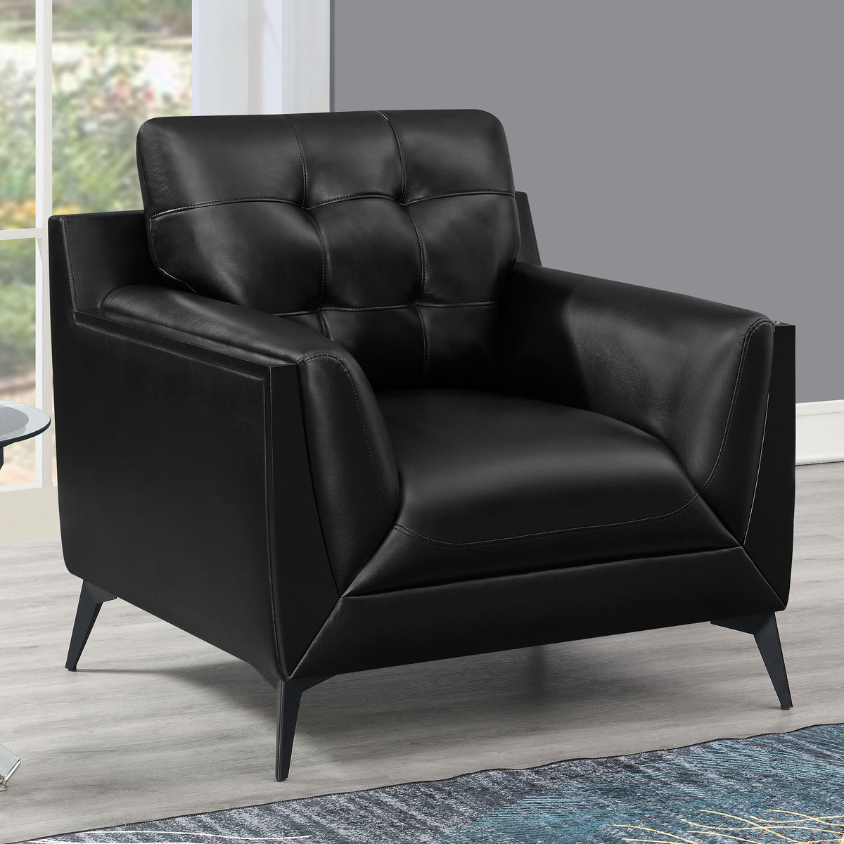 Moira Upholstered Tufted Chair with Track Arms Black Half Price Furniture