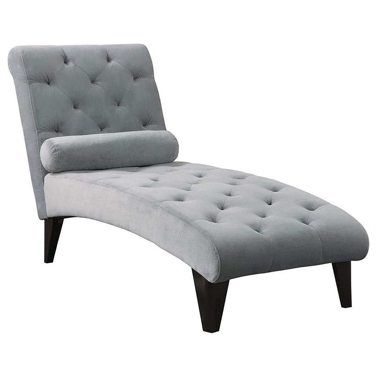 Daniel Tufted Chaise with Small Bolster Pillow Grey  Half Price Furniture