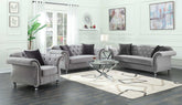 Frostine Upholstered Tufted Living Room Set Silver Half Price Furniture