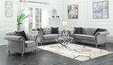 Frostine Upholstered Tufted Living Room Set Silver Half Price Furniture