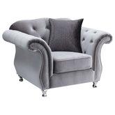 Frostine Button Tufted Chair Silver - Half Price Furniture