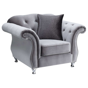 Frostine Button Tufted Chair Silver - Half Price Furniture