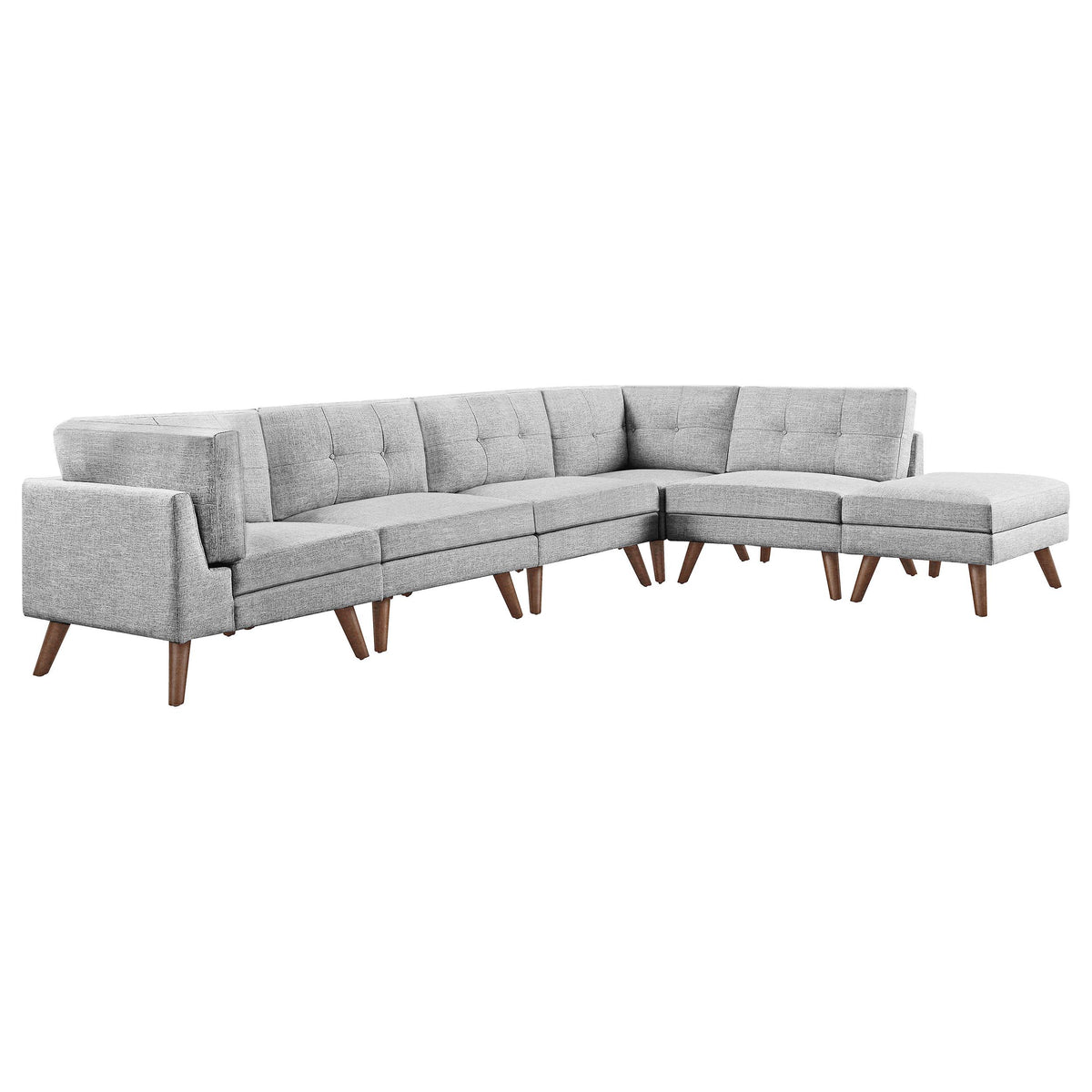 Churchill 6-piece Upholstered Modular Tufted Sectional Grey and Walnut Churchill 6-piece Upholstered Modular Tufted Sectional Grey and Walnut Half Price Furniture