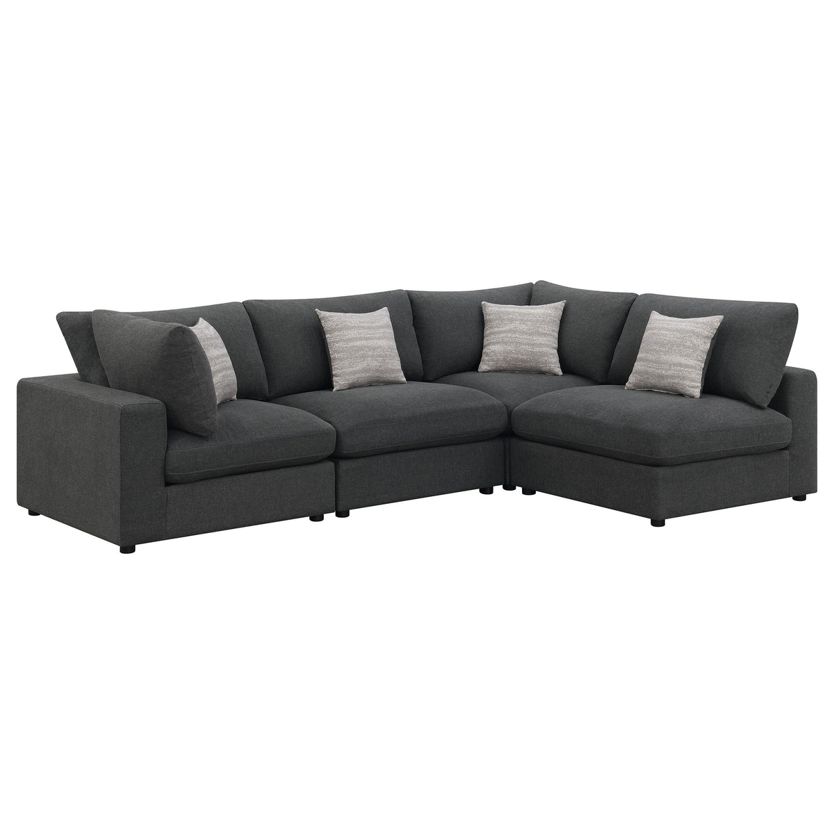 Serene 4-piece Upholstered Modular Sectional Charcoal  Half Price Furniture