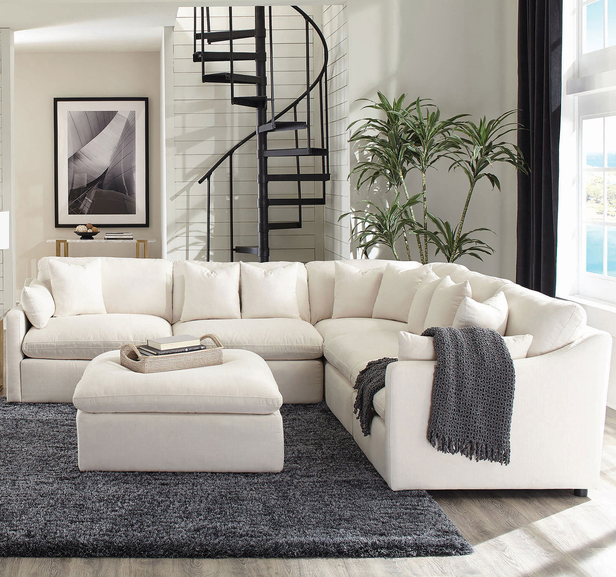 Hobson 6-piece Reversible Cushion Modular Sectional Off-White Half Price Furniture
