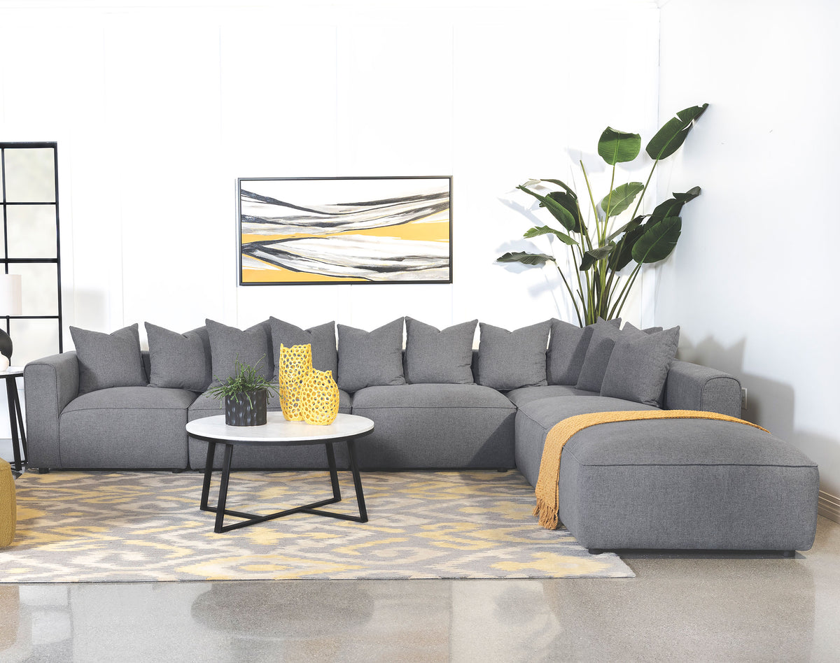 Jennifer 6-piece Tight Seat Modular Sectional Grey Half Price Furniture