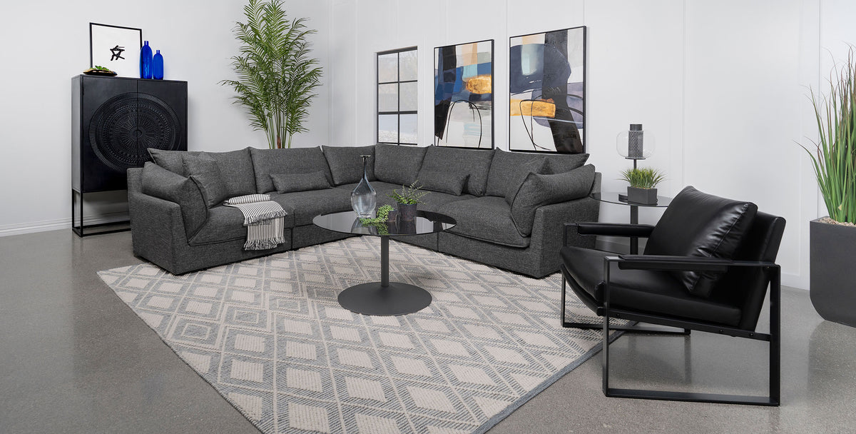 Sasha 6-piece Upholstered Modular Sectional Sofa Barely Black Half Price Furniture