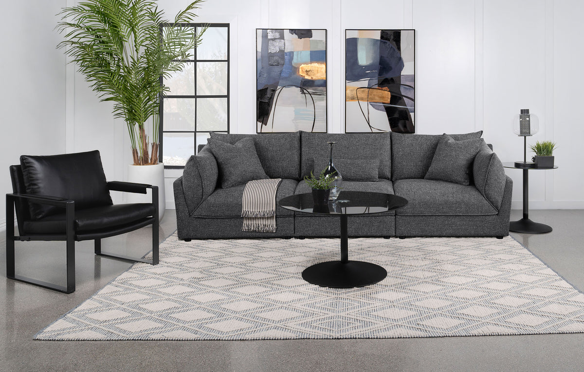 Sasha 3-Piece Upholstered Sofa Barely Black  Half Price Furniture