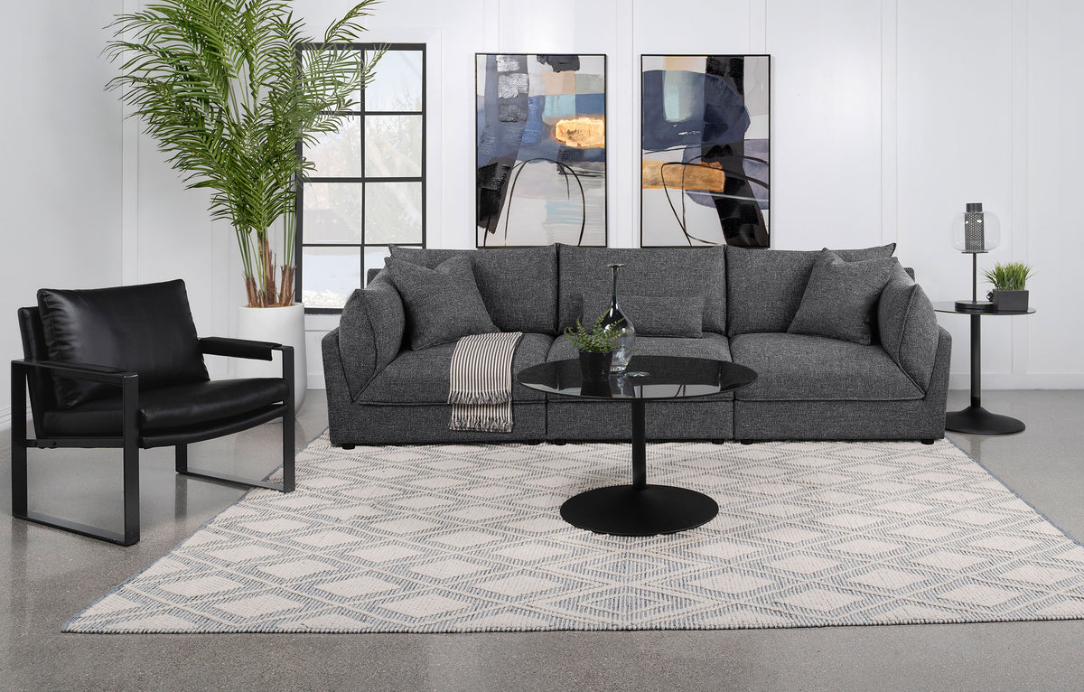 Sasha 3-Piece Upholstered Sofa Barely Black  Las Vegas Furniture Stores