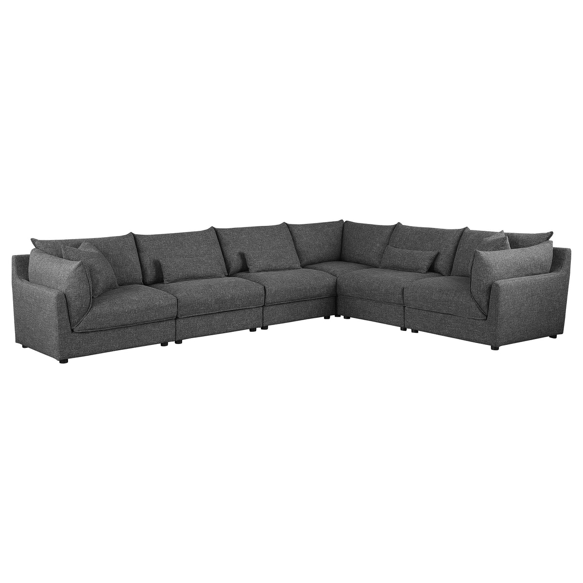Sasha 6-Piece Upholstered Modular Sectional Barely Black Half Price Furniture