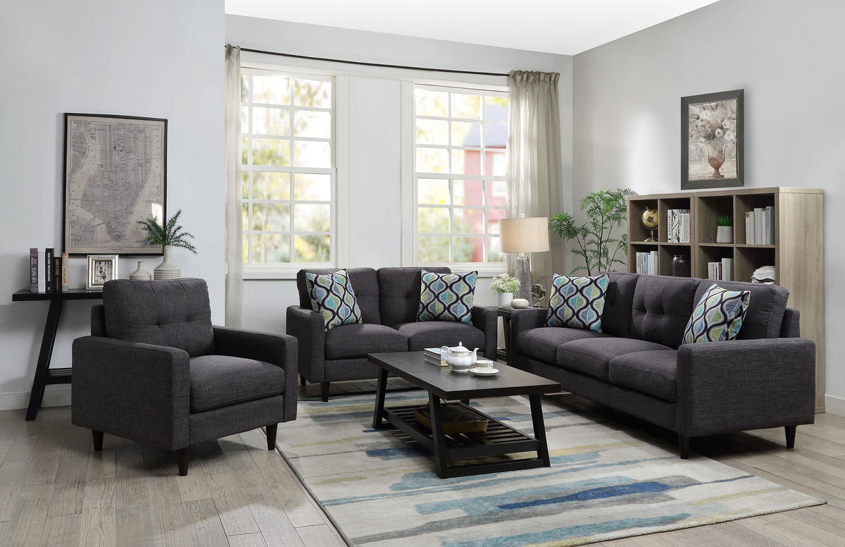 Watsonville 3-piece Cushion Back Living Room Set Grey  Half Price Furniture